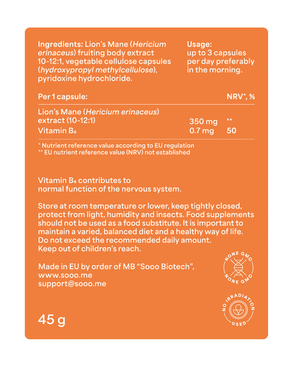 SOOO focused: Lion’s Mane extract 10-12:1