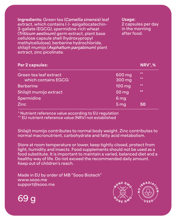 SOOO lean: Berberine, Spermidine, Shilajit, EGCG