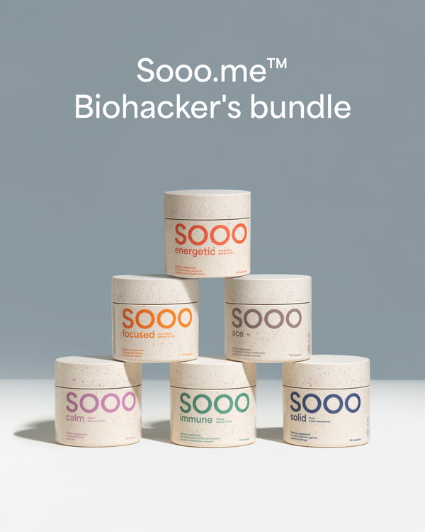 Sooo.me™ Biohacker's bundle: Lion's mane + Chaga + Cordyceps + Reishi + NR + Trans-resveratrol