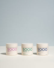 Sooo.me™ Deep Sleep Bundle with Calm, Immune, and Solid products showing the three supplement bottles in a clean, organized display.